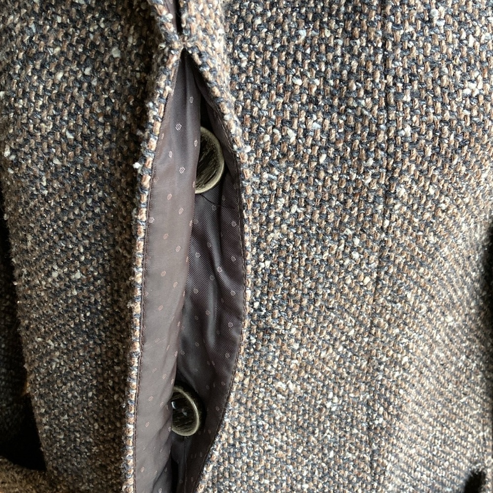 Zara Basic Brown Speckled Tweed Wool Blend Jacket - image 3